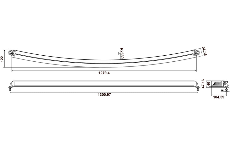 50" Jet Black Series Curved Single Row High Power LED Light Bar - NJSCR50